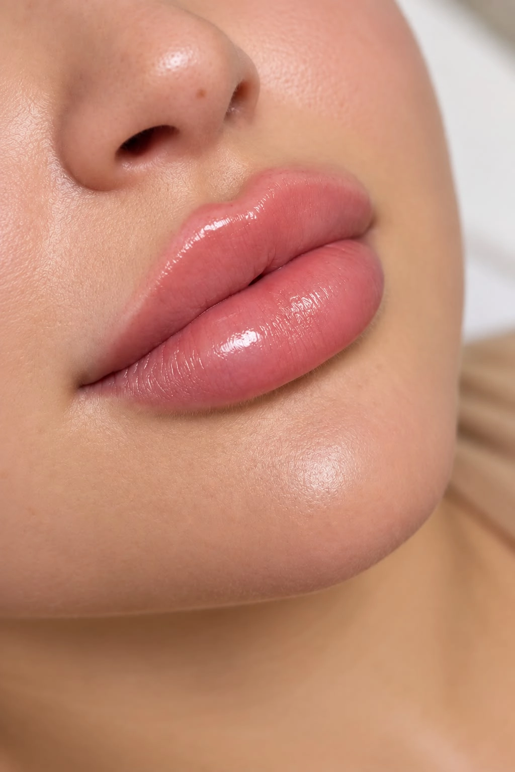 Resultado natural de procedimento estético labial